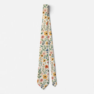 akvarell Trädgårdsblommor Vildblomma Vår Äng Slips