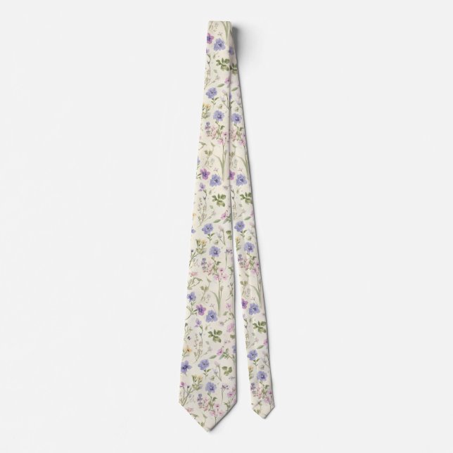 akvarell Trädgårdsblommor Vildblomma Vår Äng Slips (Framsida)
