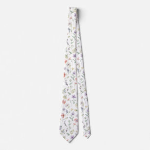 akvarell Trädgårdsblommor Vildblomma Vår Äng Slips