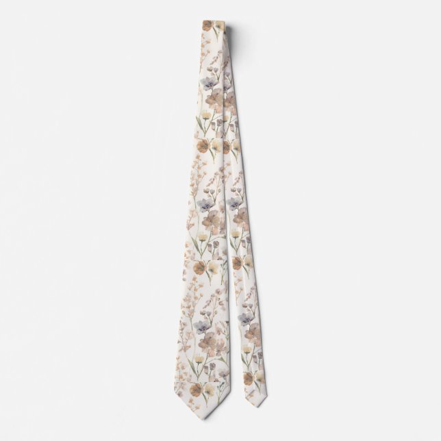 akvarell Trädgårdsblommor Vildblomma Vår Äng Slips (Framsida)