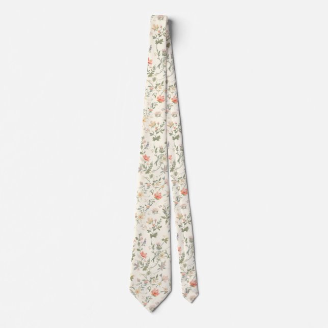 akvarell Trädgårdsblommor Vildblomma Vår Äng Slips (Framsida)