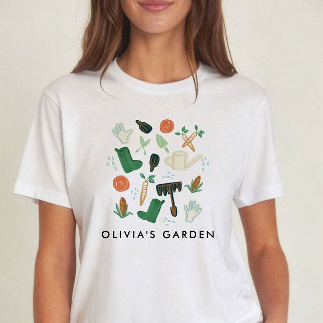 Akvarell Trädgårdsskötsel Personlig T Shirt (Watercolor Gardening Personalized T-Shirt)