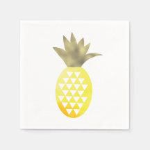 Akvarell Tropisk Folie Guld Ananas
