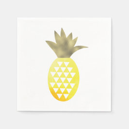 Akvarell Tropisk Folie Guld Ananas Pappersservett