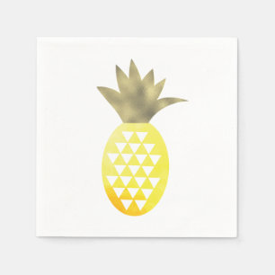 Akvarell Tropisk Folie Guld Ananas Pappersservett