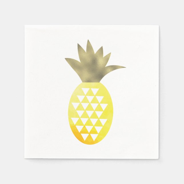 Akvarell Tropisk Folie Guld Ananas Pappersservett (Framsidan)