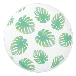 Akvarell Tropisk Grön Monstera Löv Knopp