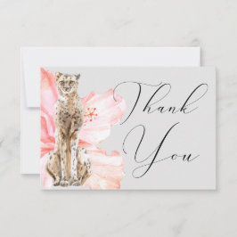 Akvarell Tropisk Hibiskus Safari Leopard Tack Kort