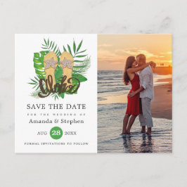 Akvarell Tropisk Luau Aloha Bröllopsfoto Vykort