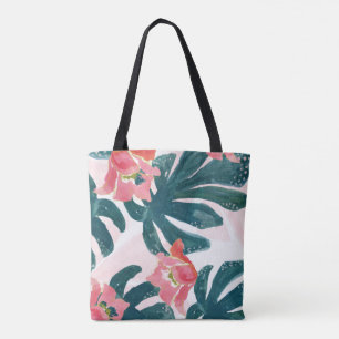 Akvarell Tropisk Palm,Hawaiiansk Hibiskus Tygkasse