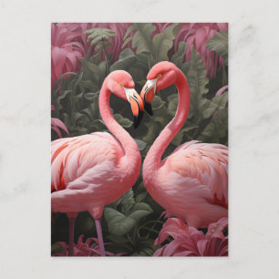 Akvarell Tropisk Rosa Flamingo Romans Meddelande Vykort