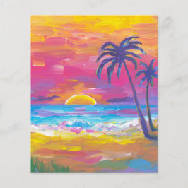 Akvarell tropisk solnedgång scrapbook bakgrund