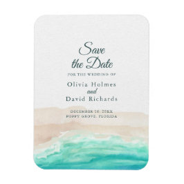 Akvarell Tropisk Strand Spara Datumet Magnet