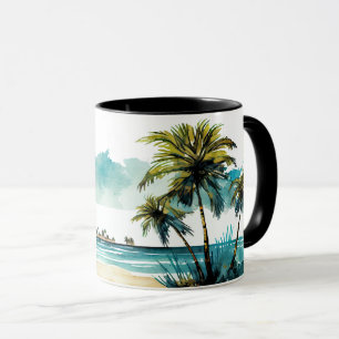 Akvarell Tropisk Strandmugg Mugg