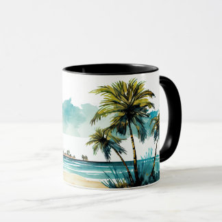 Akvarell Tropisk Strandmugg  Mugg
