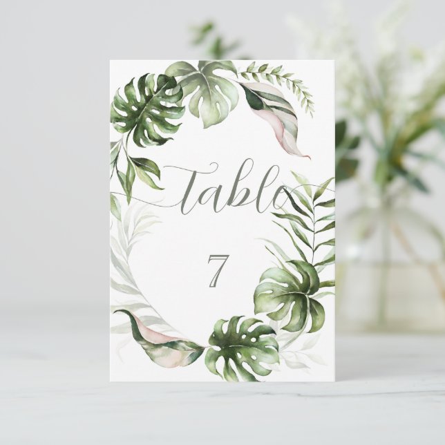 Akvarell Tropiska blad Grönska  Inbjudningar (Stående Fram)