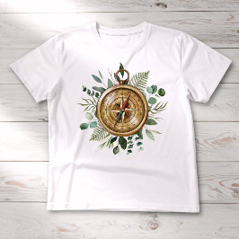 Akvarell Tropiska Gröna Blad Lövverk Kompass T Shirt