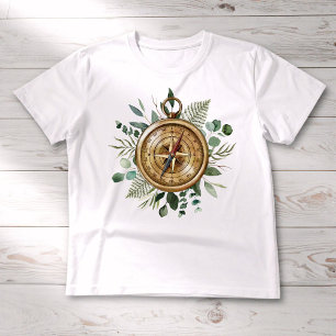 Akvarell Tropiska Gröna Blad Lövverk Kompass T Shirt