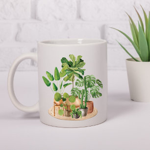 Akvarell Tropiska Krukväxter Kaffemugg