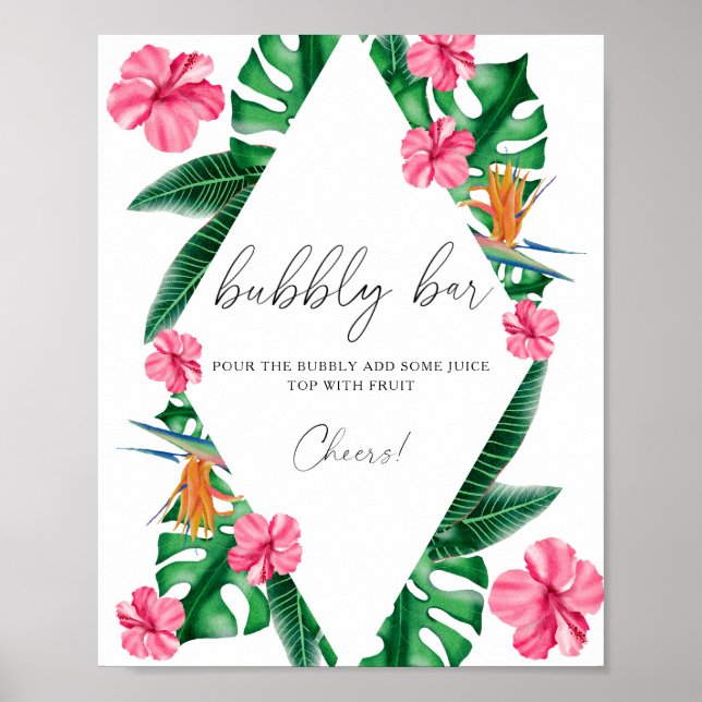 Akvarell tropiska palmer - bubblig bar poster (Framsidan)