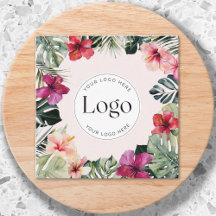 Akvarell Tropiskt Blommotiv Botanisk Logotyp