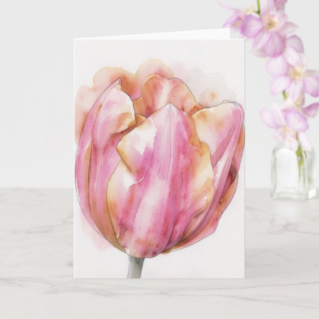 Akvarell Tulpan Blomma Konst Papperskort Kort (Orkide)