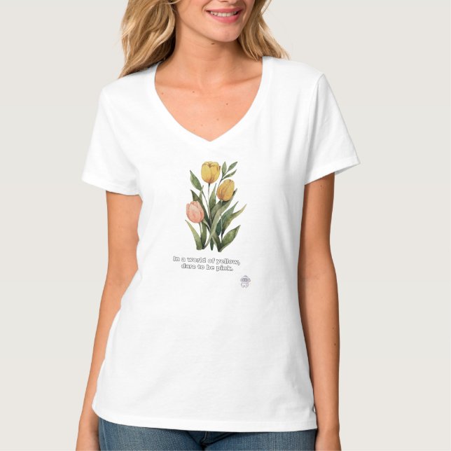 Akvarell Tulpan Botanisk Konst av PixelPeak T Shirt (Framsida)