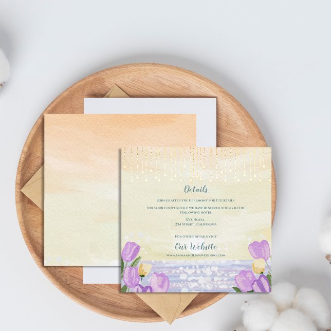 Akvarell Tulpan Strand Pastell Blommig Bröllop Tilläggskort (Watercolor Tulip Seaside Pastel Floral Wedding Enclosure Card)