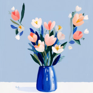 Akvarell Tulpaner Mors Dag Soft Pastell Julkort