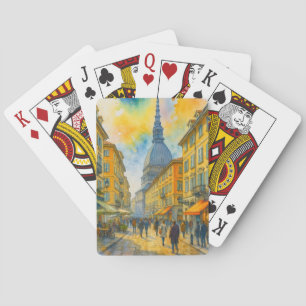 Akvarell Turin Italien Poker Kort – Retro Stad Casinokort