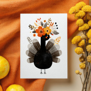 Akvarell Turkiet BOHO Höst Blommig Thanksgiving Vykort