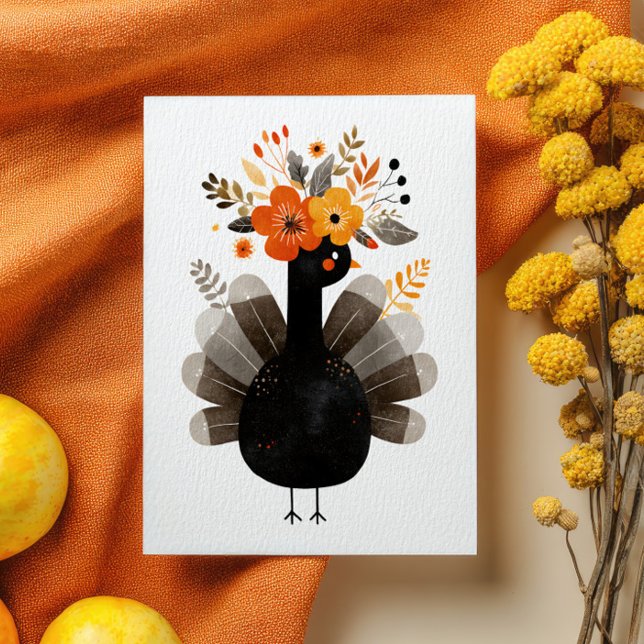 Akvarell Turkiet BOHO Höst Blommig Thanksgiving Vykort (Skapare uppladdad)