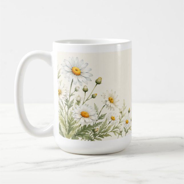 Akvarell Tusenskönas Trädgårdsblomma  Kaffemugg (Vänster)