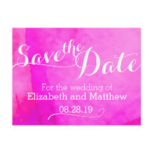 Akvarell tvätt målad rosa spara datum kort