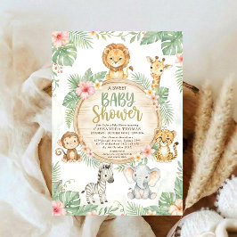 akvarell Twin Jungle Safari Djur Baby Shower Inbjudningar