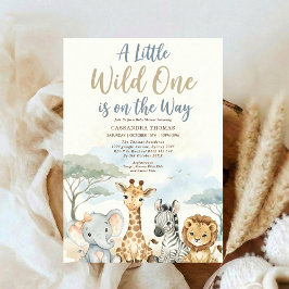akvarell Twin Jungle Safari Djur Baby Shower Inbjudningar