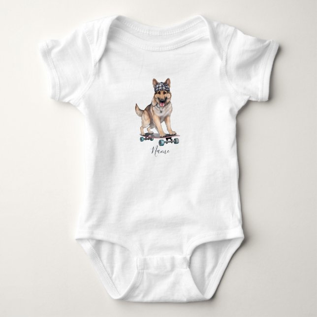 Akvarell tysk shepherd babyskjorta t shirt (Framsida)