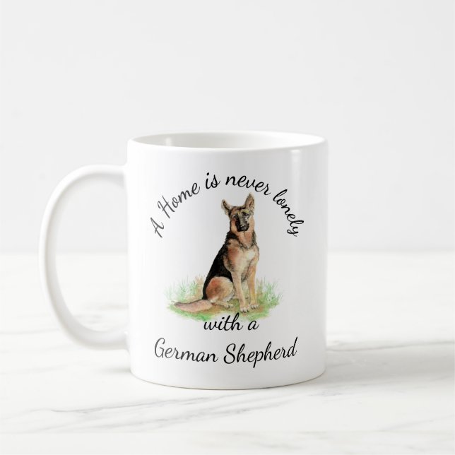 Akvarell Tysk Shepherd Hund Husdjur Djur Kaffemugg (Vänster)
