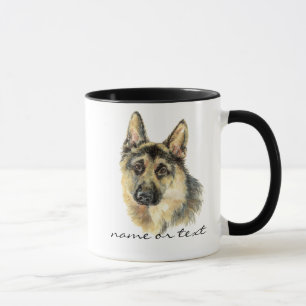 Akvarell Tysk Shepherd Husdjur Hund Djur Mugg