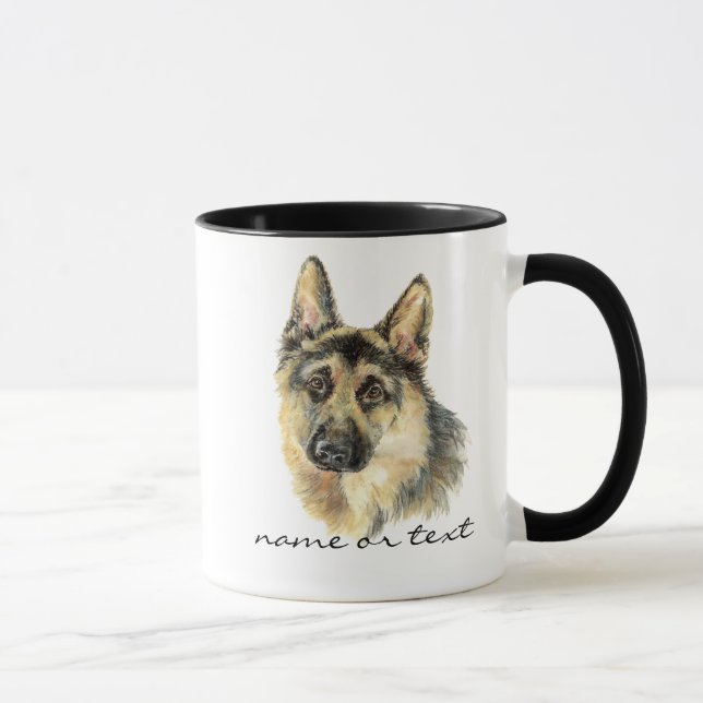 Akvarell Tysk Shepherd Husdjur Hund Djur Mugg (Höger)