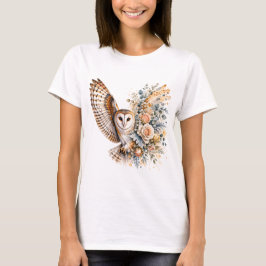 Akvarell Ugglor Blommor PNG Fågel Blommor Design T Shirt