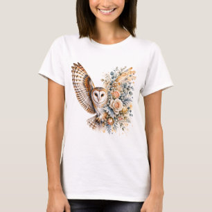 Akvarell Ugglor Blommor PNG Fågel Blommor Design T Shirt