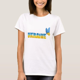 Akvarell Ukraina Fjäril Ordkonst T Shirt