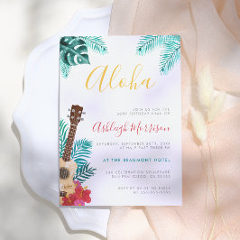 Akvarell Ukulele | Tropisk Födelsedags Luau-fest Inbjudningar