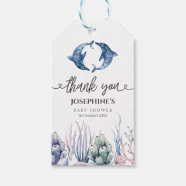Akvarell Under havet Baby Shower Tacksamhetsmärke Presentetikett