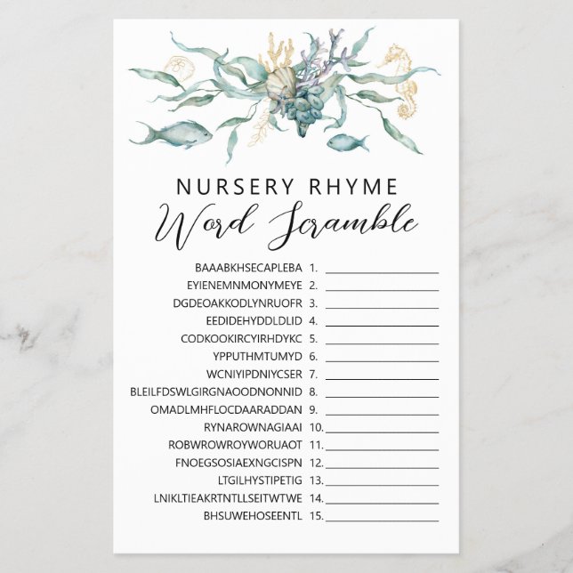 Akvarell Under havet Maneter Barnramsa Flygblad (Framsidan)