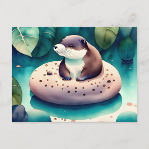 Akvarell Utter, Postcrossing Postkort Vykort