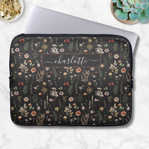 Akvarell Vacker Blommig Vilda blommor Mönster Laptop Fodral