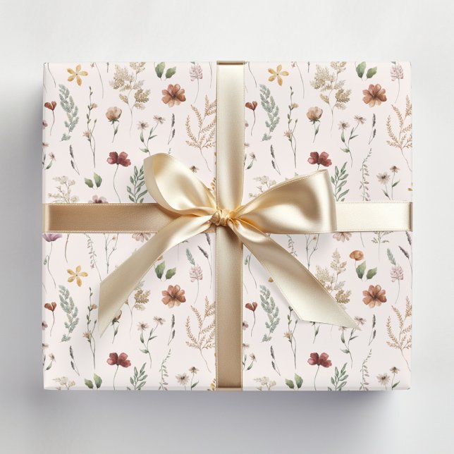 Akvarell Vackra Vildblommor Blommönster  Presentpapper (Skapare uppladdad)