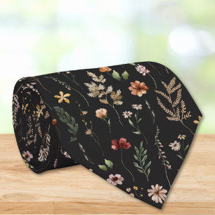 Akvarell Vackra Vildblommor Blommönster Slips